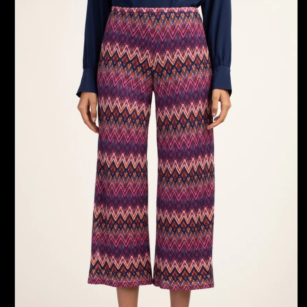 Trina Turk Crop Penelope Pant New With Tags Size Large Pink Purple Zig Zag Pants - Picture 6 of 11